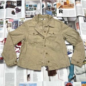 Charter Club cream/beige embroidered button-up jacket